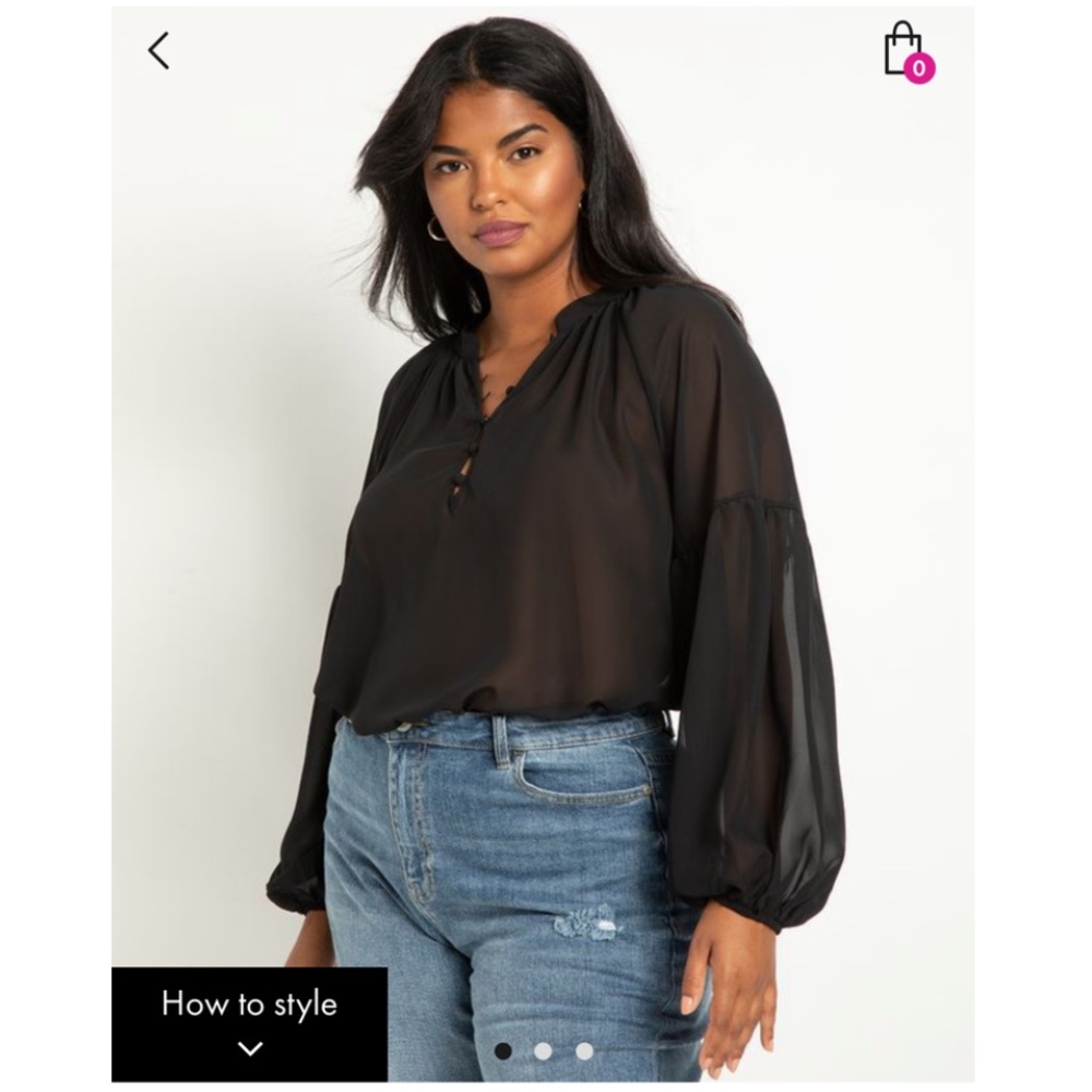 Eloquii Raglan Sleeve Top With Button Detail - image 1